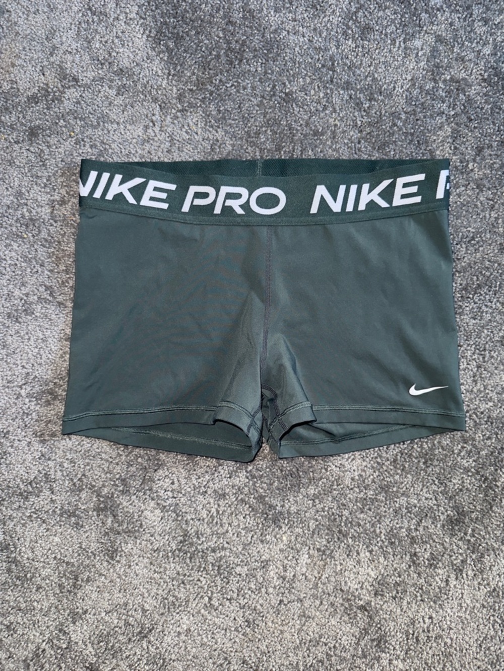 Nike Pro Women's Dark Green Compression Shorts with Branded Waistband